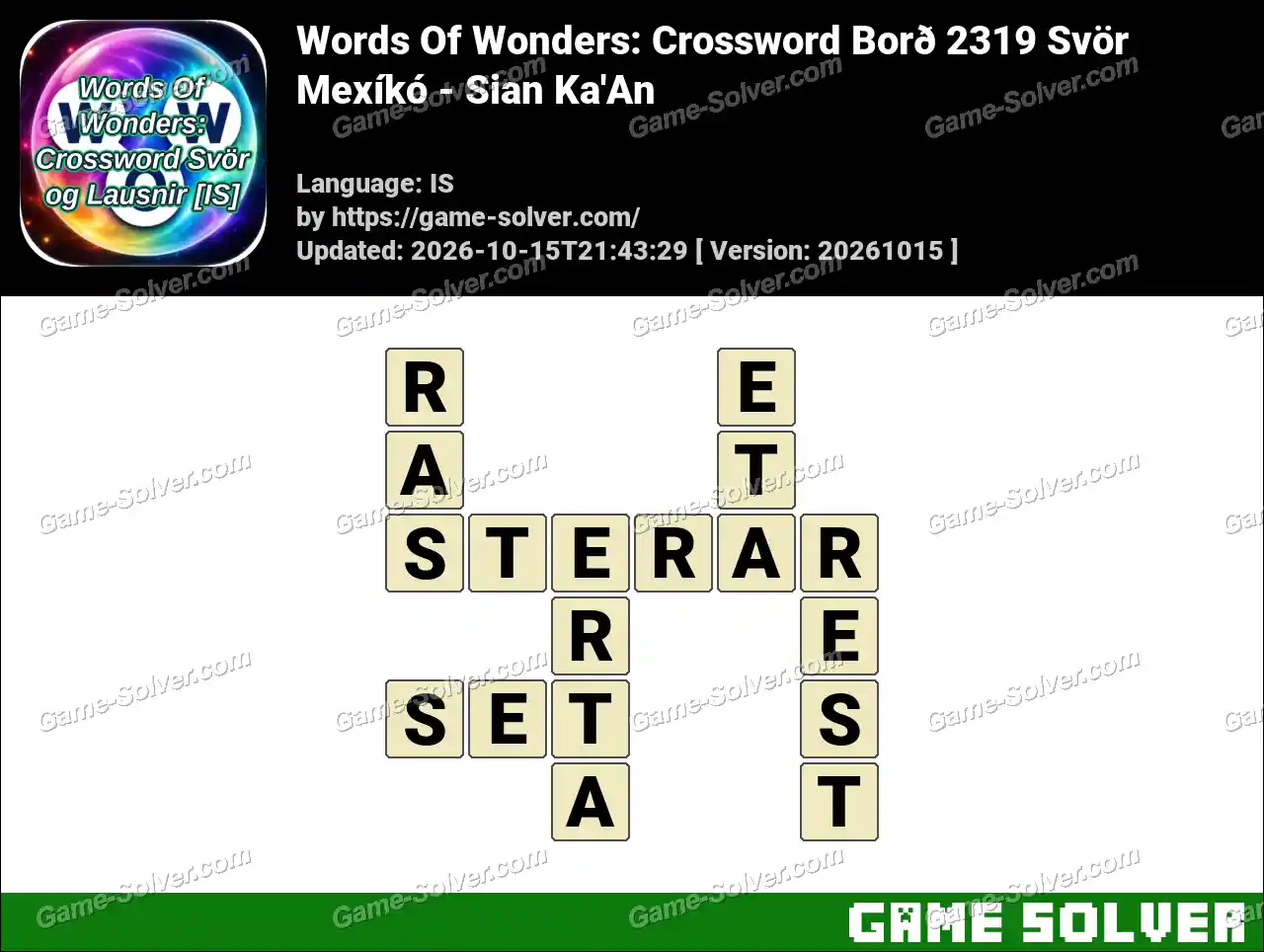 Words Of Wonders: Crossword Borð 2319 Svör – Mexíkó – Sian Ka’An